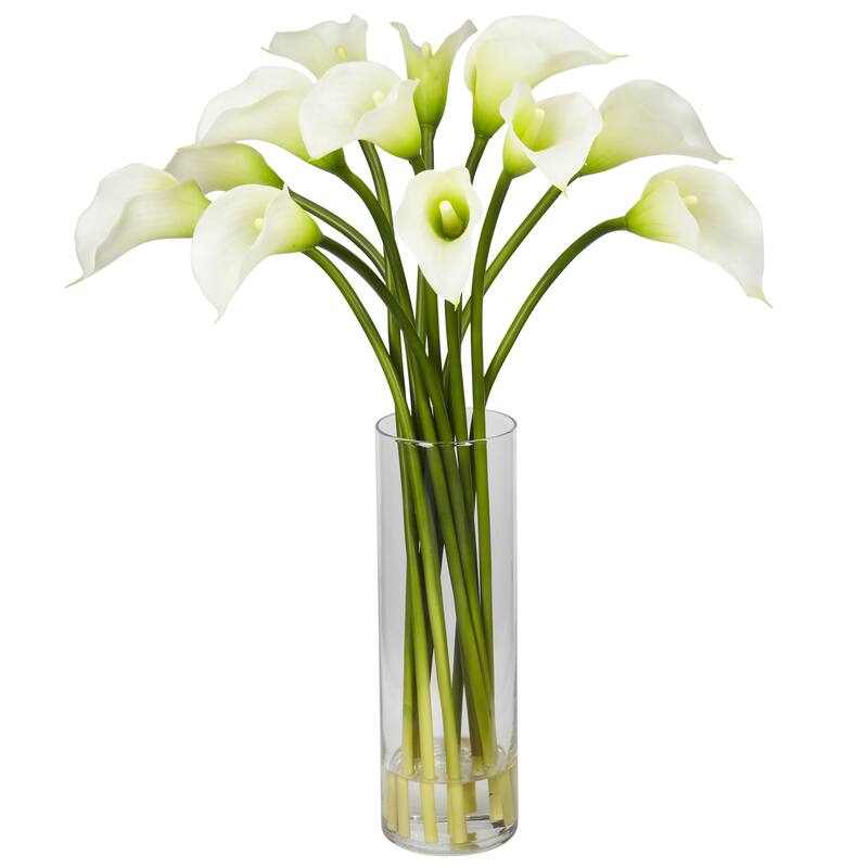 20" White Mini Calla Lily Silk Artificial Floral Arrangement