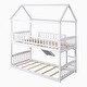 preview thumbnail 21 of 19, Twin Over Twin Size Wood House Bunk Bed with Slide, Ladder and Guard Rail