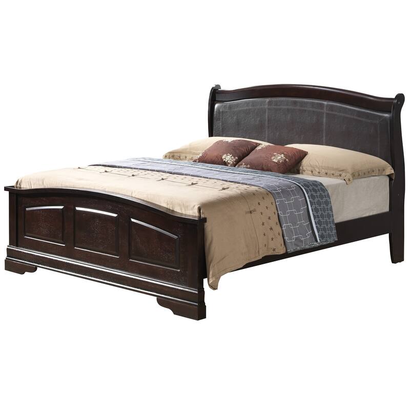 Twill Upholstered Queen Panel Bed - 89" - Brown