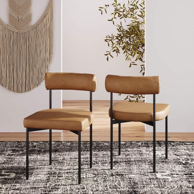 Nathan James Dahlia Counter Height Barstool or Dining Chair with Back and Upholstered Cushion - Set of 2 - Brown - Short - 16-22 in.