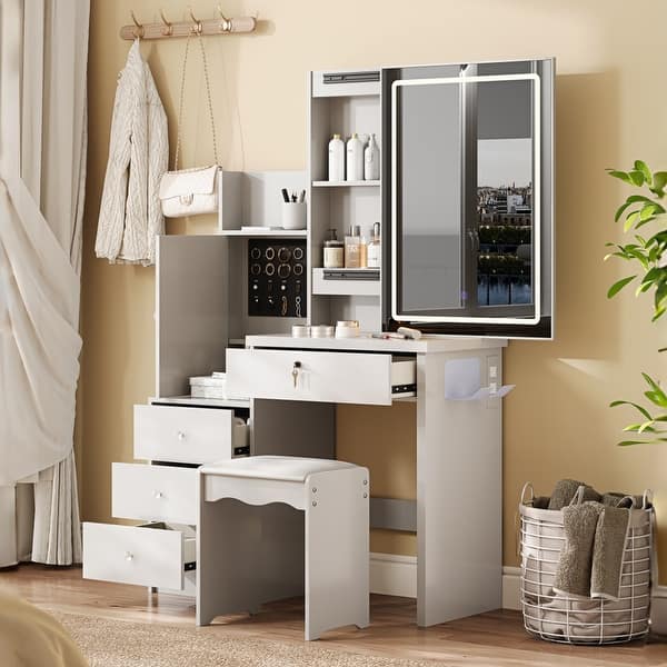 white christmas dresses Dressing Table with Mirror and Storage main image 0