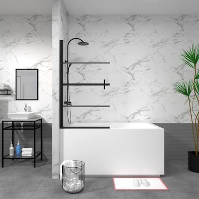 Bathtub Screen Panel Shower Door 180° Pivot