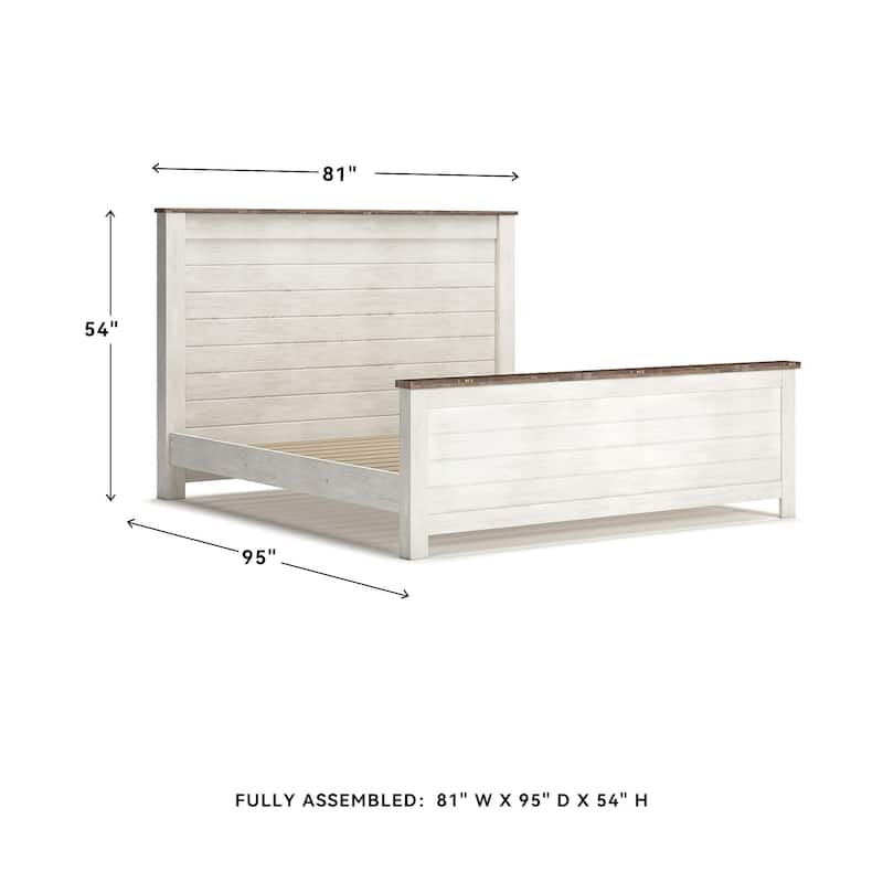 Willowton California King Panel Bed - Whitewash - Width: 81.00"Depth: 87.00"Height: 54.00"