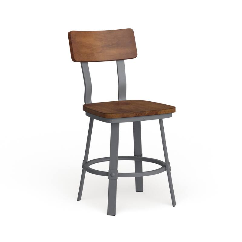 Rustic Walnut Restaurant Chair with Wood Seat & Back and Gray Powder Coat Frame - 16.25"W x 22.25"D x 33.5"H - rustic walnut