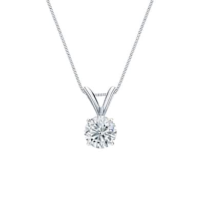 Auriya 18-karat Gold 0.45ctw Round Solitaire Lab Grown Diamond Necklace 4-Prong Basket (F-G VS) - 0.45