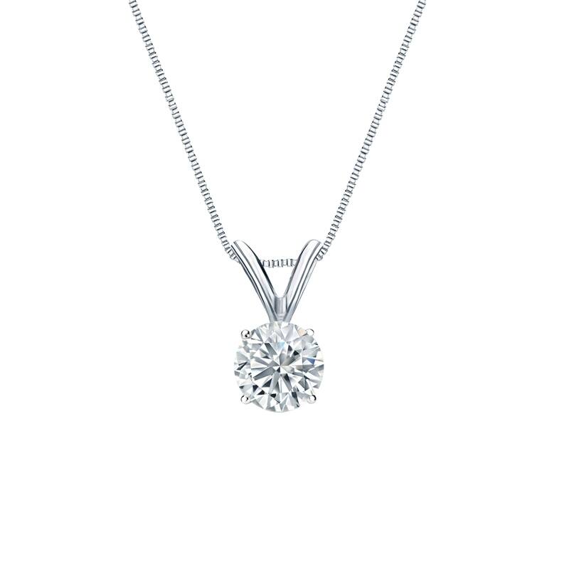 Auriya Platinum 0.45ctw Round Solitaire Diamond Necklace 4-Prong Basket (H-I VS) - 0.45 - White - White - 18 Inch - 0.45