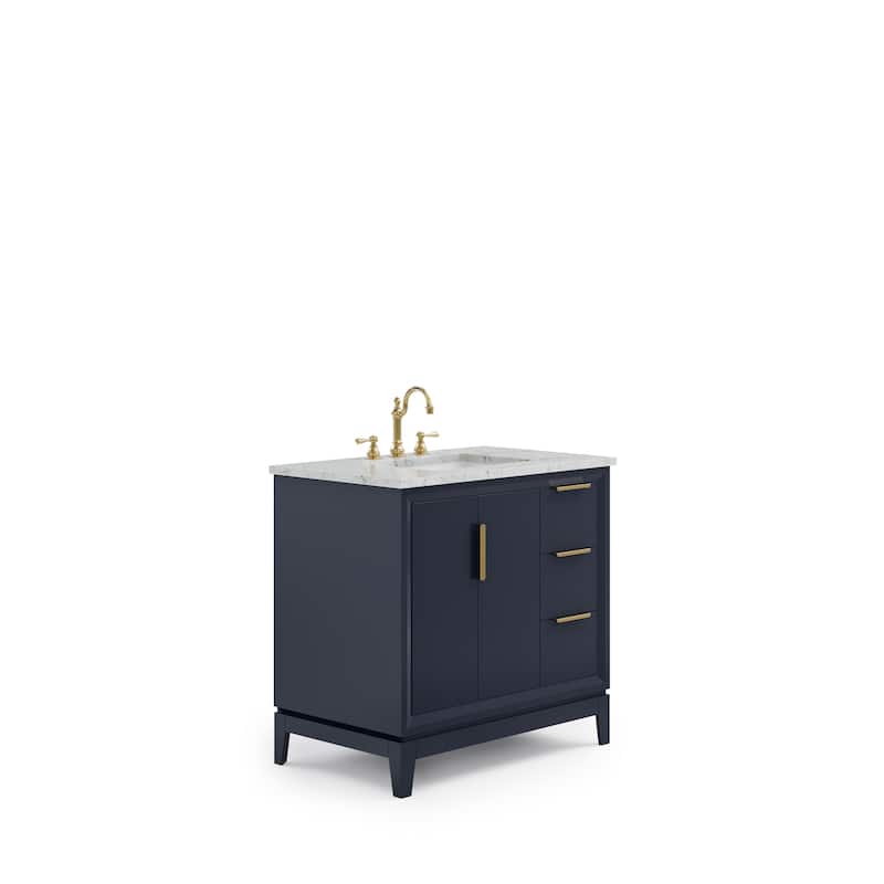 Elizabeth 36" Carrara White Marble Bathroom Vanity With Faucet