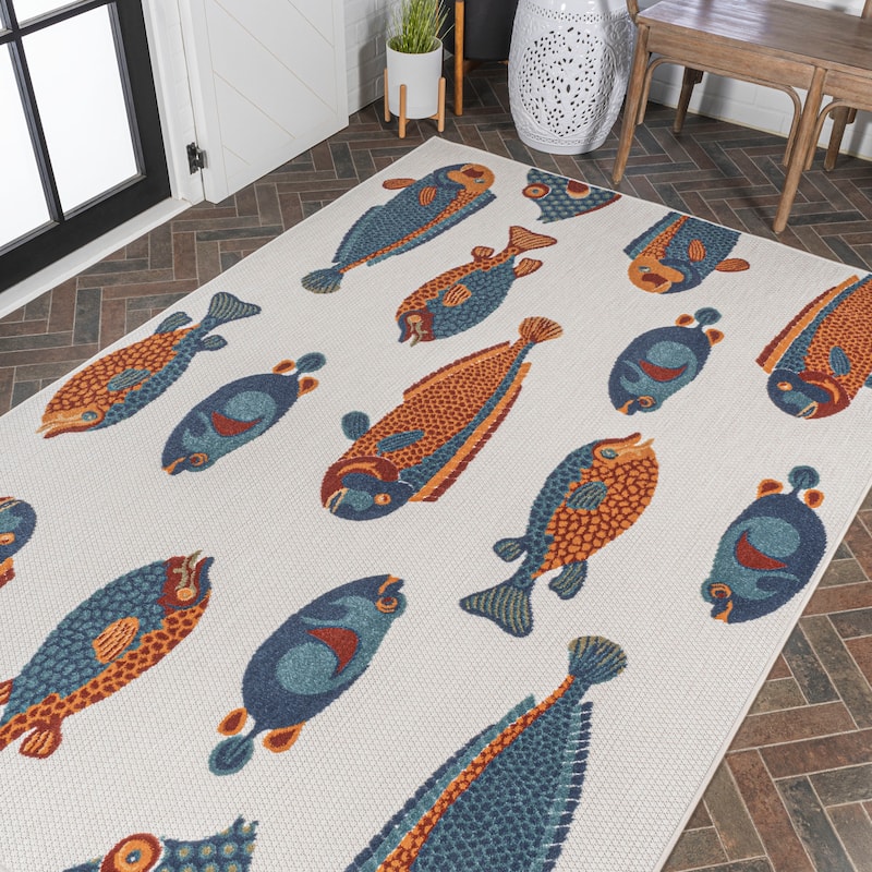 JONATHAN Y Aranciata Modern Fish High-Low Indoor/Outdoor Area Rug