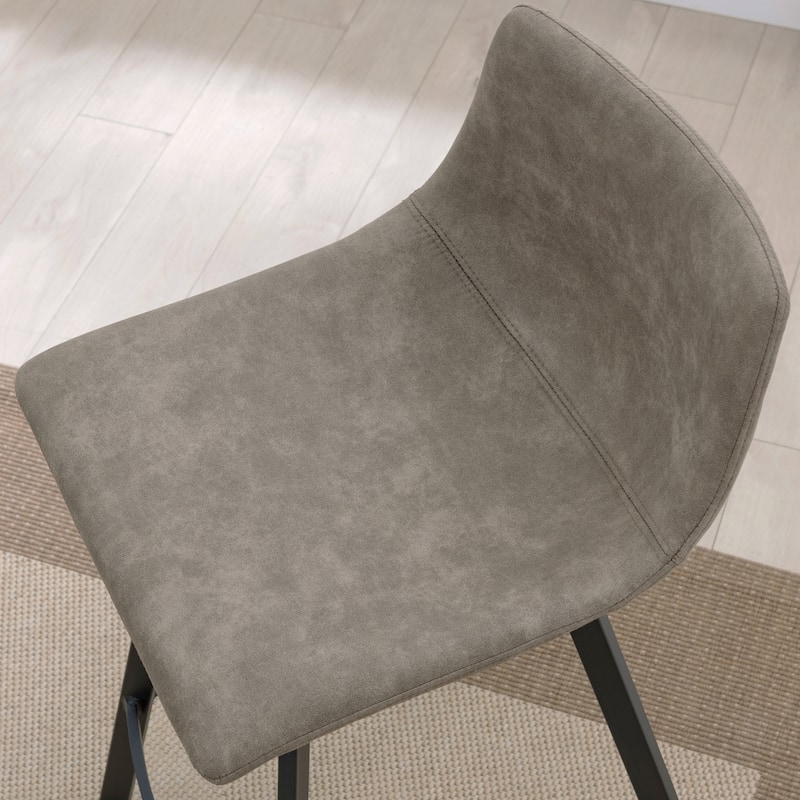 Leick Home Upholstered Steel Base Microfiber Bar Stool Set of 2 - N/A