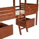 preview thumbnail 7 of 7, Walnut Twin Size Low Loft Wood House Bed with Drawers - Playhouse Design