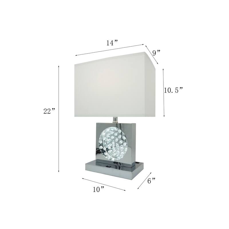 22"H SQUARE CRYSTAL CENTERPIECE with Night Light + USB Port + Power Outlet