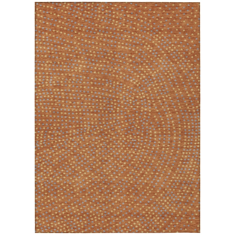 Machine Washable Indoor/ Outdoor Modern Dotty Chantille Rug
