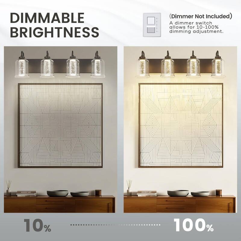4-Light LED Vanity Light with 3 Colors Modes (3000K/4000K/5000K)