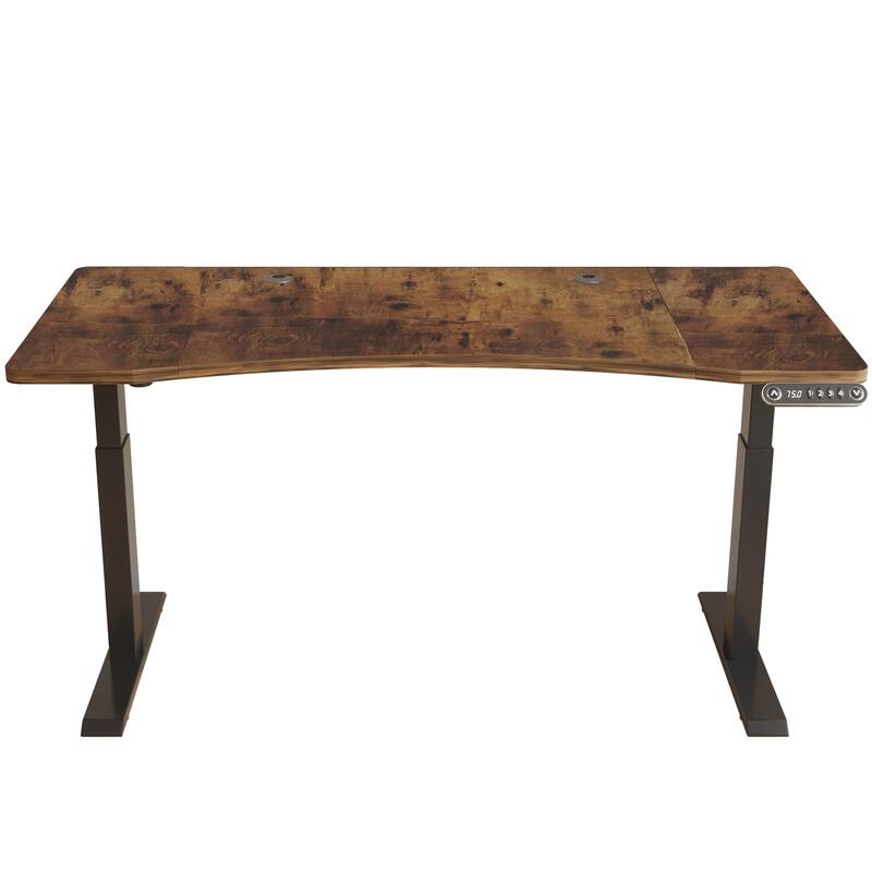 HomeRoots Adjustable Brown and Black Wood and Stainless Steel Rolling Standing Desk