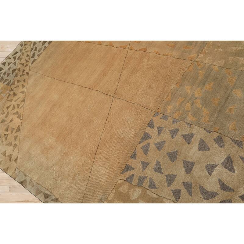 6x8'11'' Tibetano Hand Knotted Wool Beige Modern & Contemporary Art Deco Rug - 6' x 8' 11''