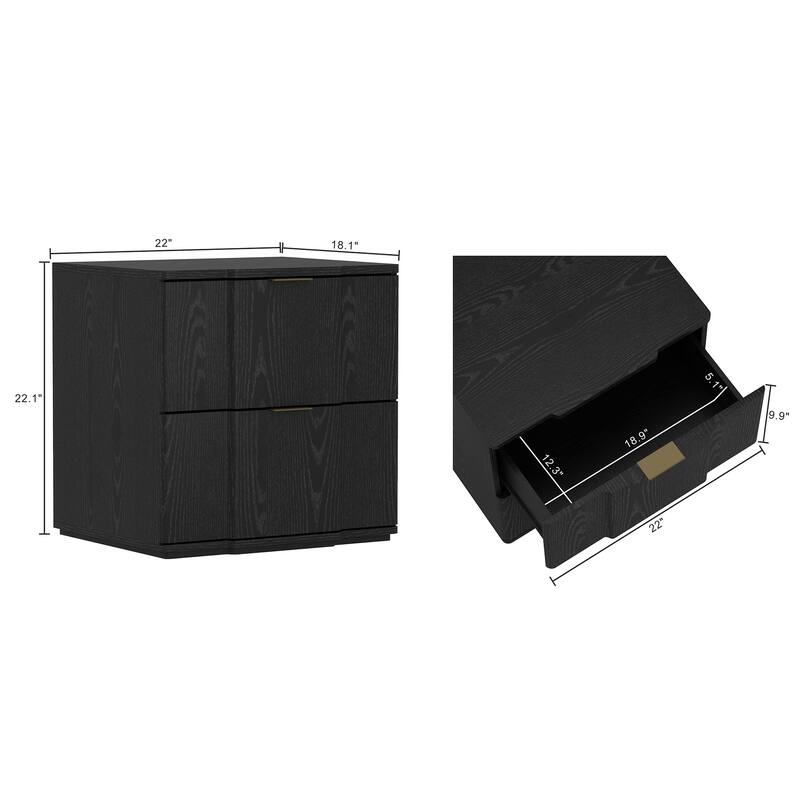 Manhattan Comfort Clive 22 Inch 2 Drawer Nightstand