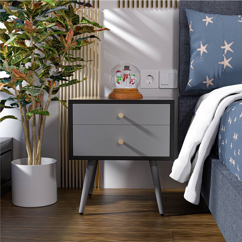 2-Drawer Modern Nightstand/End Table