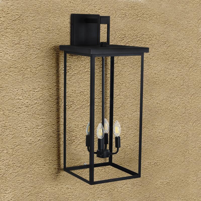30"(H) 1pcs 4-Light Black Outdoor Wall Light, Weatherproof Wall Sconces for Porch, Garden, Patio (No Bulbs) - Matte Black