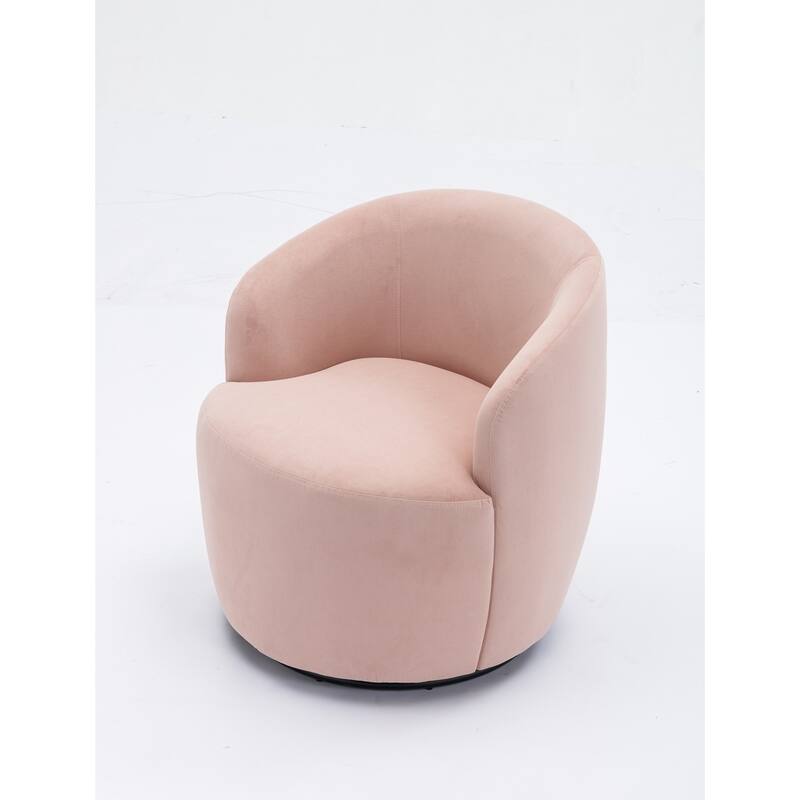 Velvet Fabric Swivel Barrel Chair with Black Powder Coating Metal Ring
