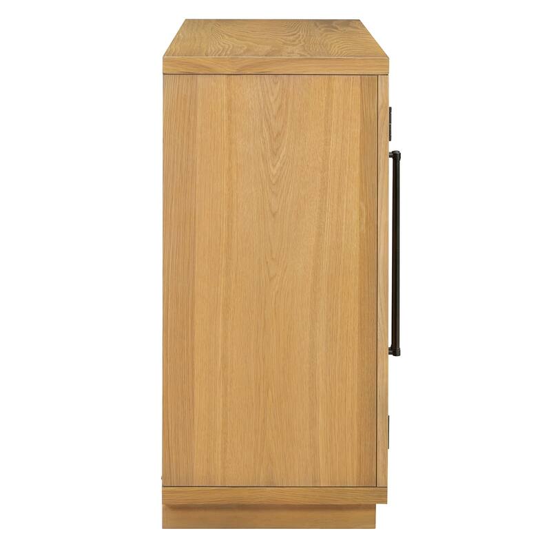 4-Door Large Storage Sideboard Buffet Cabinet with Glass Doors, Arched Cabinet with Adjustable Shelves for Kitchen, Dining Room