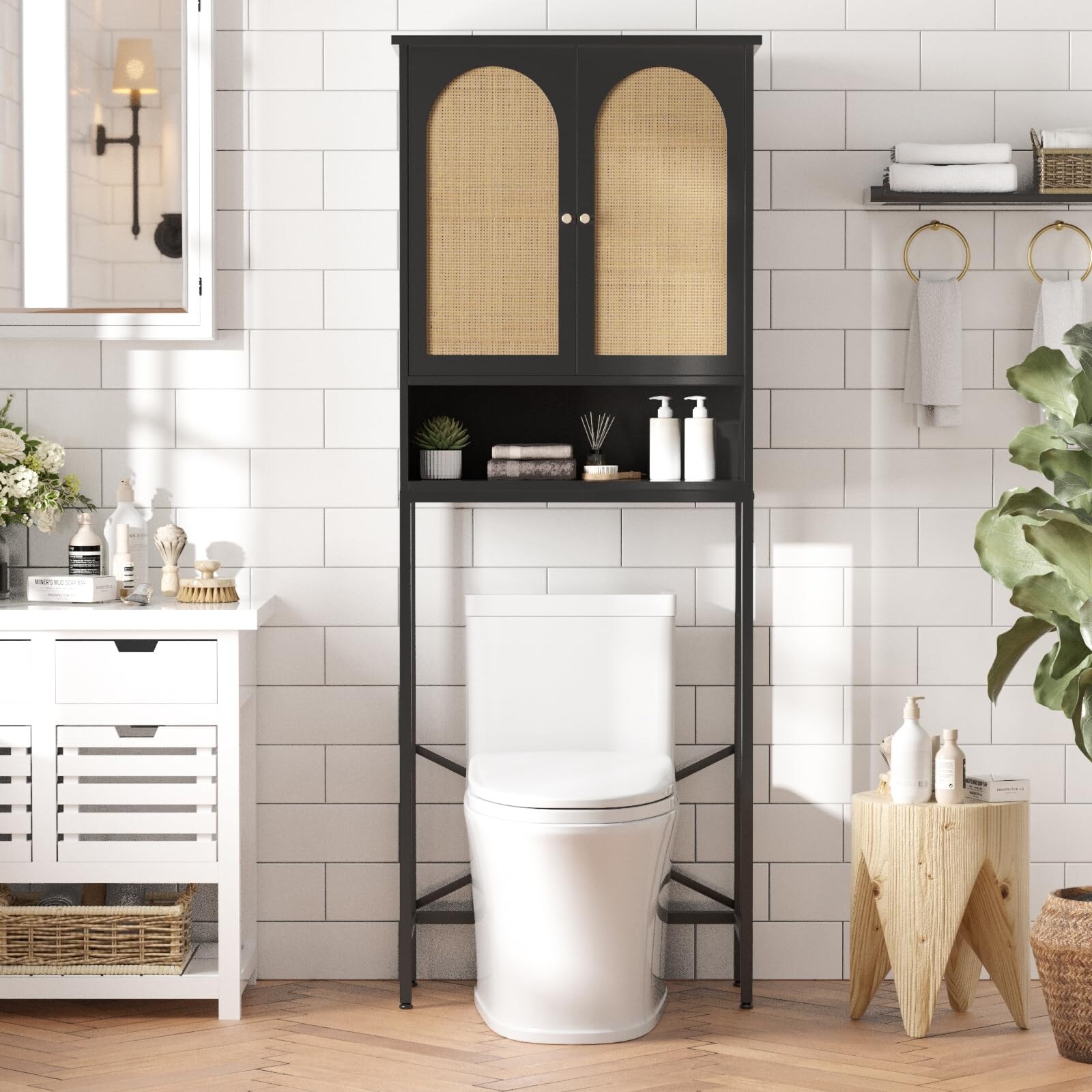 Rattan over the toilet storage discount