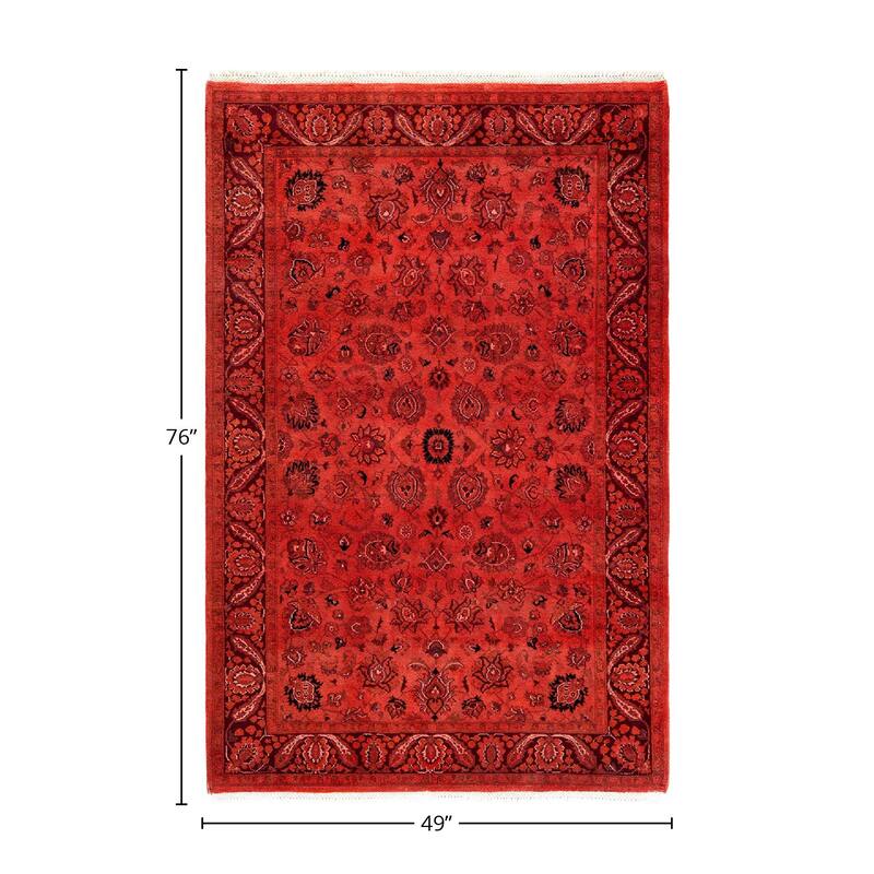 Fine Vibrance, One-of-a-Kind Hand-Knotted Area Rug - Orange, 4' 1" x 6' 4" - 4' 1" x 6' 4"