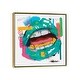 preview thumbnail 4 of 13, iCanvas "Lips Open Teal" by NUWARHOL Framed Gold - 12x12