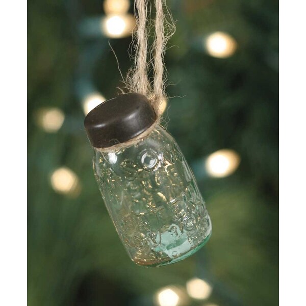 Glass Mini Mason Jar Hanging Christmas Ornament -6Pack