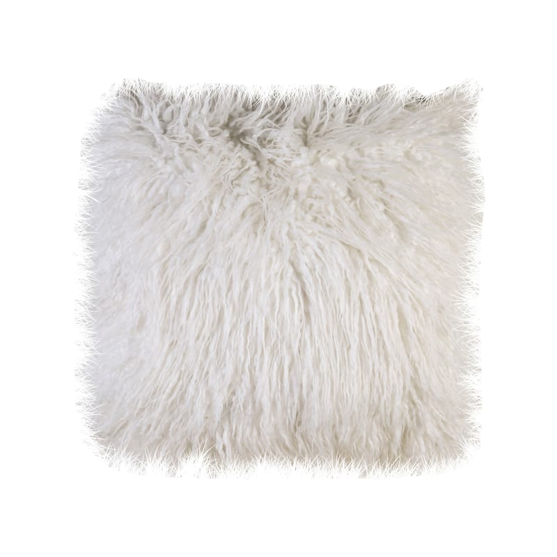 Leo Contemporary Fabric Throw Pillows (Set of 2) by Furniture of America - Shaggy White
