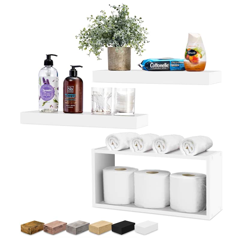 Sorbus Floating Shelves for Wall Set of 3 - 16"L X 5.5"W X 7.75H - White