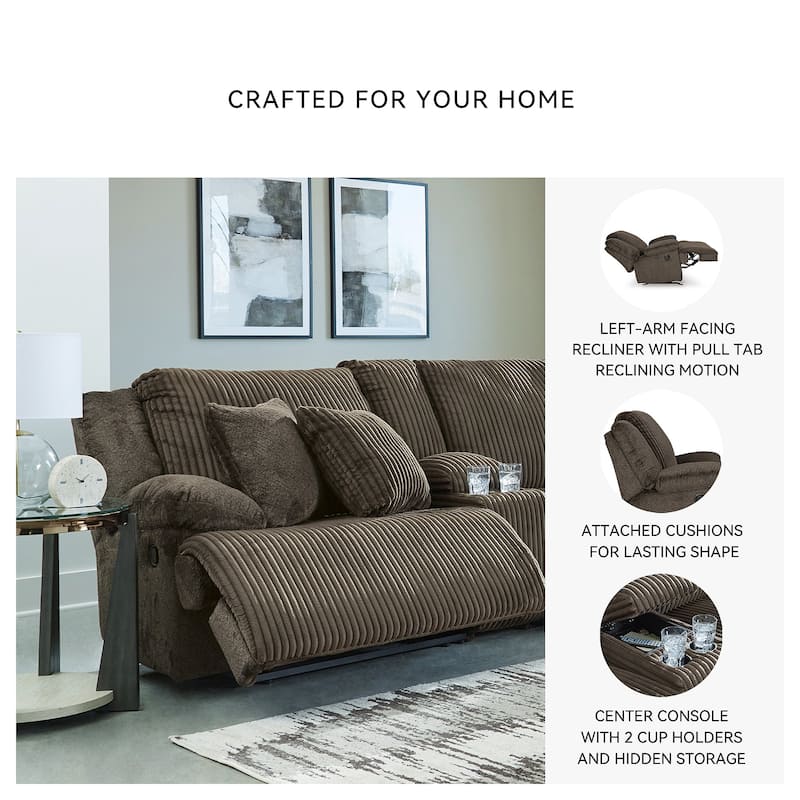 Signature Design by Ashley Top Tier 3-Piece Reclining Sectional with Chaise - 105"W x 74"D x 41"H