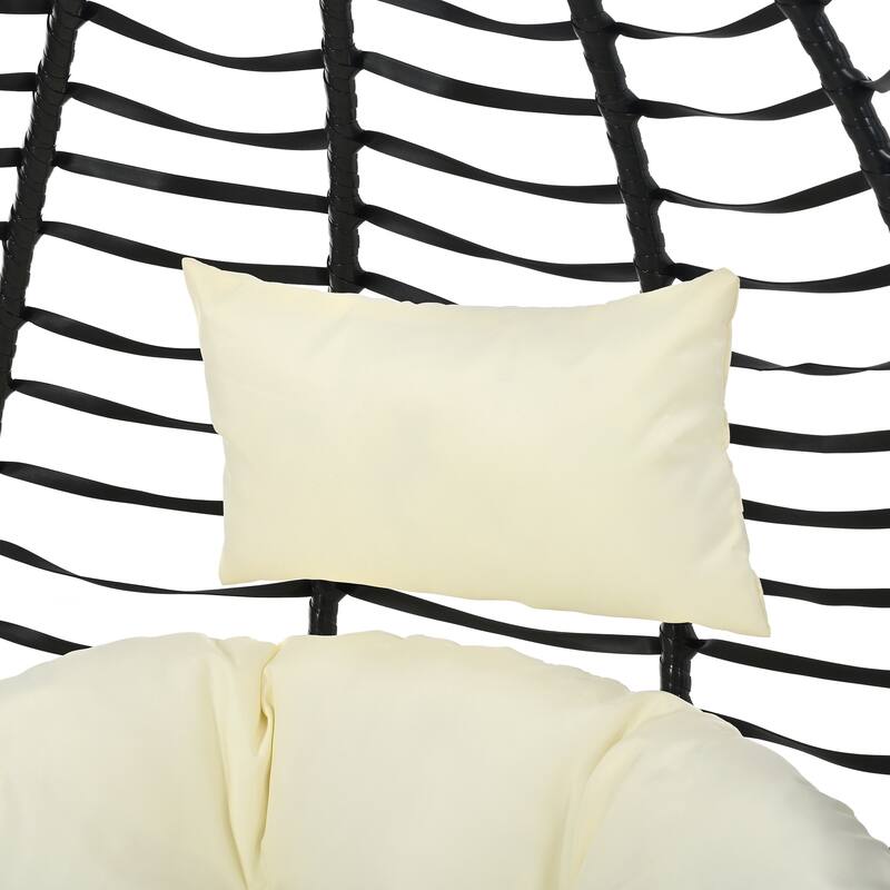 Hanging Hammock Chair with Stand, Rattan Design & Plush Cushion