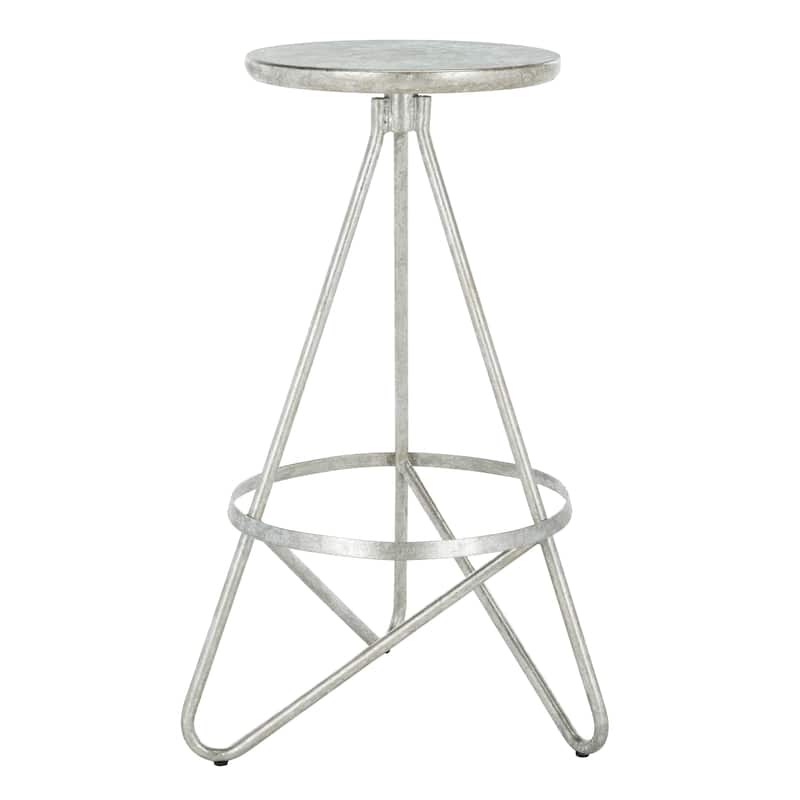 SAFAVIEH Ortrud 30-inch Bar Stool - Silver / Leaf - 16.5" x 16.5" x 24" - 18Wx17Dx30H