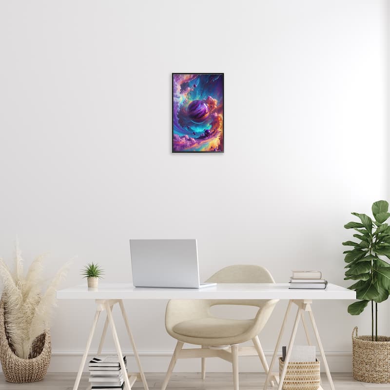 Stupell Surreal Planets with Chromatic Clouds Framed Giclee Art Design By Wumples