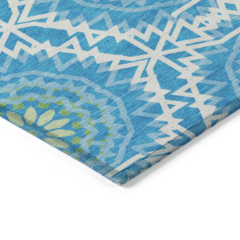 HomeRoots Floral Medallion Transitional Rectangle Outdoor Rug
