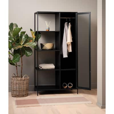 Rye Studio Malina Modern Metal Wardrobe with Shelves