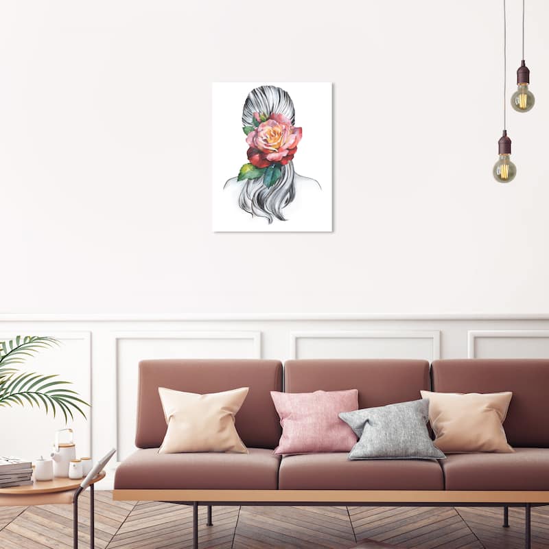 Wynwood Studio Fashion and Glam Rose in her mind Red and Tropical Wall Art Canvas Print - 30 x 20