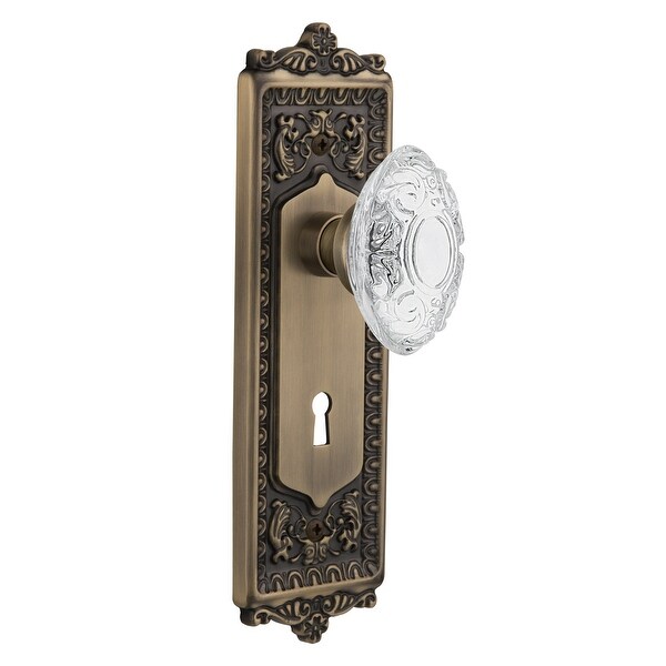 Nostalgic Warehouse EADCVI_DD_KH Vintage Crystal Victorian Dummy Door Knob Set with Egg & Dart Rose and Decorative Keyhole