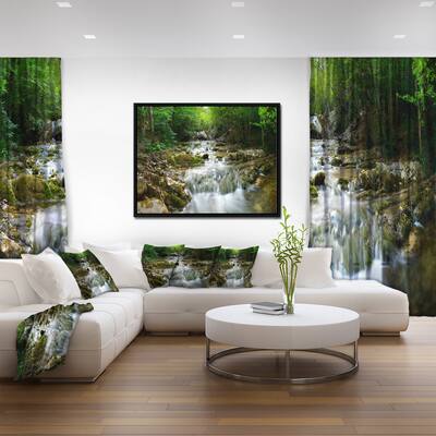 Designart "Natural Spring Waterfall" Landscape Photography Framed Canvas Print