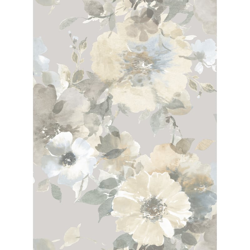 Seabrook Designs Cyprus Floral Unpasted Wallpaper - 20.5 in. W x 33 ft. L -  Metallic Grey