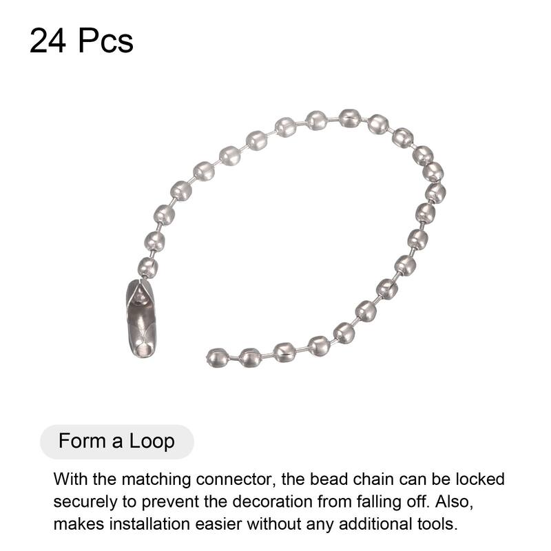 3.94" Ball Bead Chains with Connectors for Key Chains DIY Crafts 24Pcs - Silver
