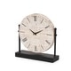 preview thumbnail 1 of 9, Raja Matte Black Metal w/ Wood Table Clock - 10.4L x 3.2W x 11.0H Black