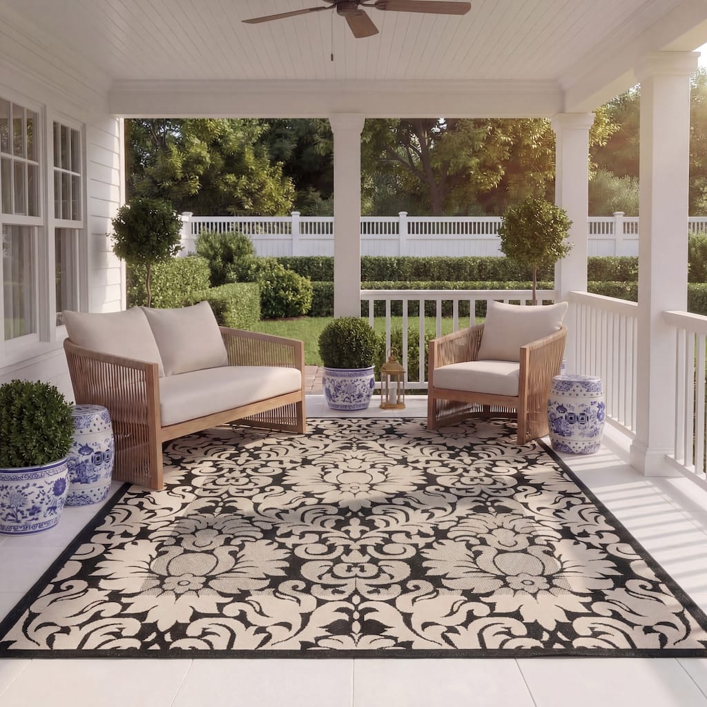 SAFAVIEH, Courtyard Foelke Indoor/ Outdoor Patio Backyard Rug