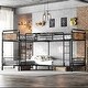preview thumbnail 2 of 12, Quad Bunk Bed for 4 Kids, L-shape Metal Frame Twin Size Bunk Bed, Detachable Triple Bunk Bed, Separable Into 3 Twin Beds, Black