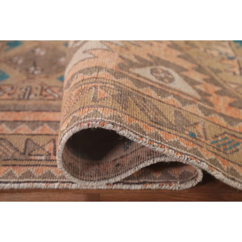 Ardebil Persian Vintage Runner Rug Handmade Wool Carpet - 3'0"x 10'0"