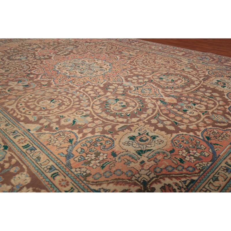 Tabriz Persian Vintage Area Rug Handmade Bedroom Brown Wool Carpet - 8'3" x 11'5"
