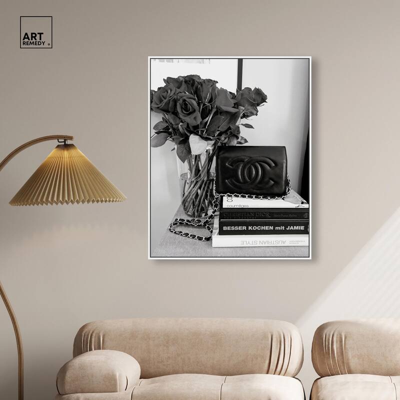 Classic Bag and Roses Canvas by Art Remedy
