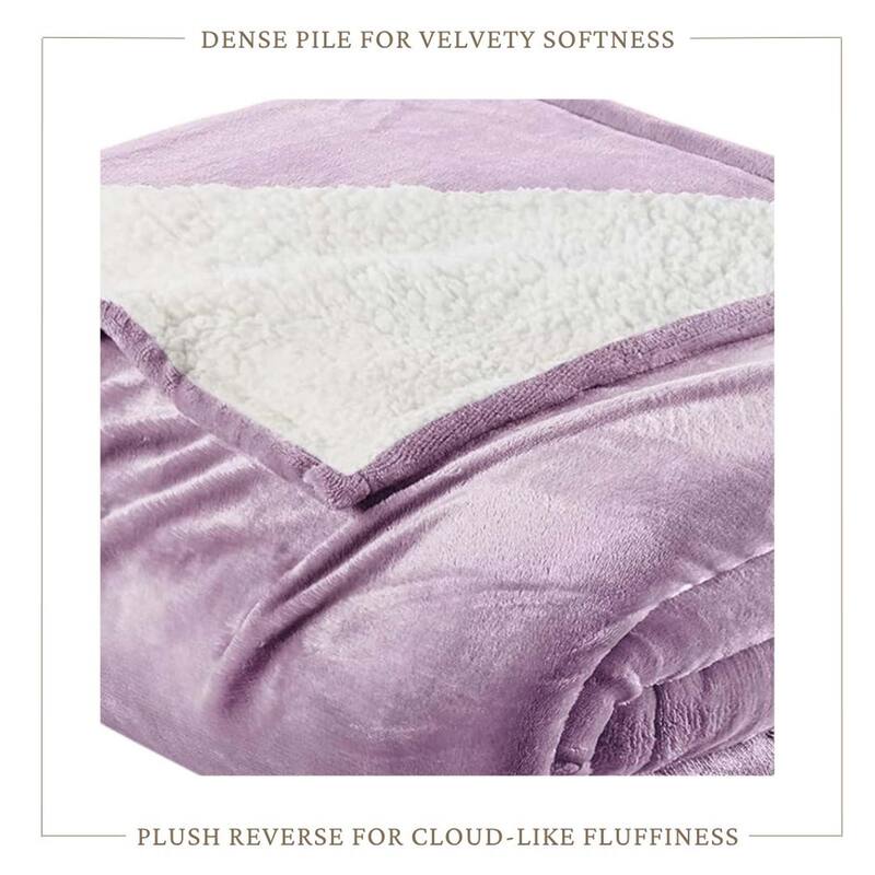 Linery & Co. Velvet Plush Reversible Sherpa Bed Blanket