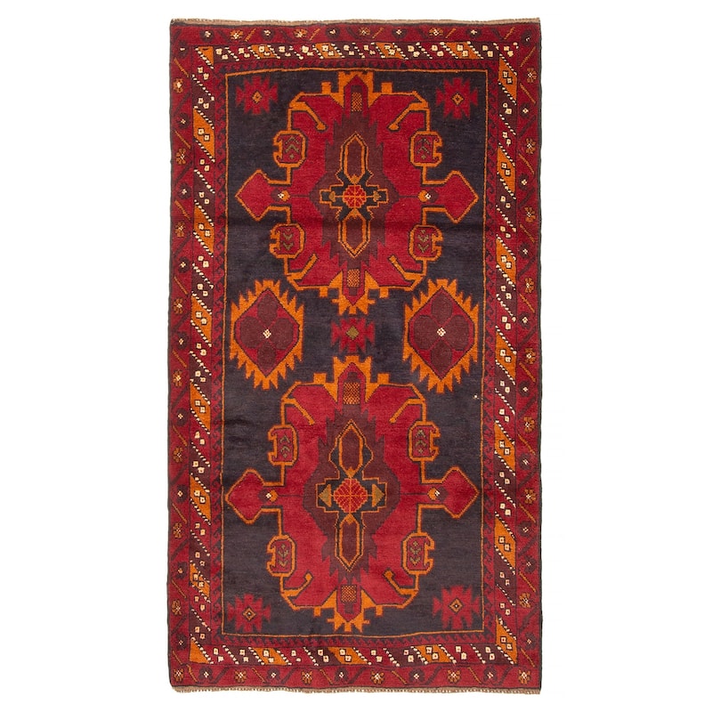 ECARPETGALLERY Hand-knotted Baluch Dark Navy Wool Rug - 3'9 x 6'7 - Dark Navy - 3'9 x 6'7