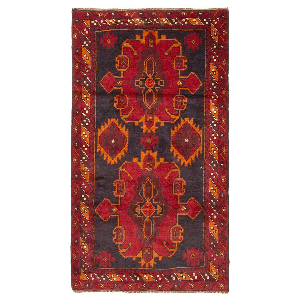 ECARPETGALLERY Hand-knotted Baluch Dark Navy Wool Rug - 3'9 x 6'7